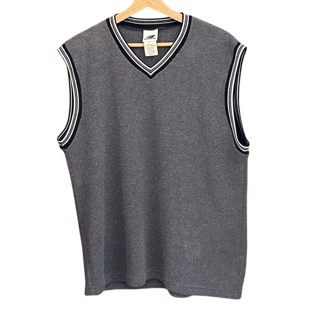 90s Wooden Dog Sweater Vest Preppy Collegiate Dark Academia Grey Sleeveless L